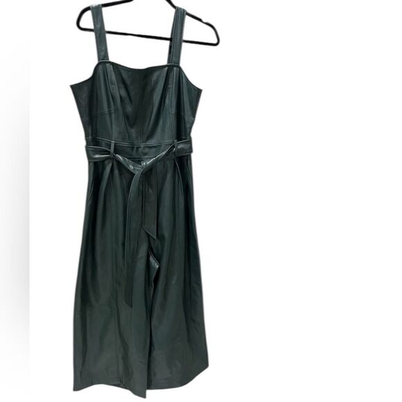Anthropologie Samira Green Faux Leather Jumpsuit Womens 8P - Picture 3 of 7